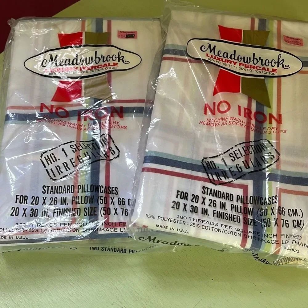 Meadowbrook NWT vintage plaid pillow cases. 2 sets of 2 dead stock